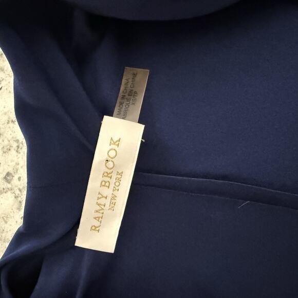 Ramy Brook Blouse Size XS Navy Blue Jilly Tank Top 100% Silk Old Money $275 - Picture 10 of 15